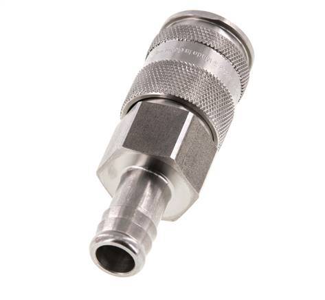 Stainless steel DN 10 Air Coupling Socket 13 mm Hose Pillar Double Shut-Off