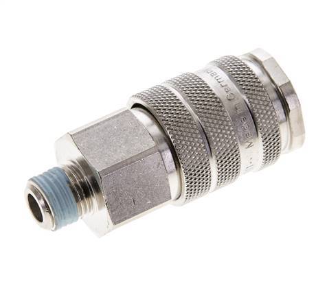 Nickel-plated Brass DN 10 Air Coupling Socket R 1/4 inch Male Double Shut-Off