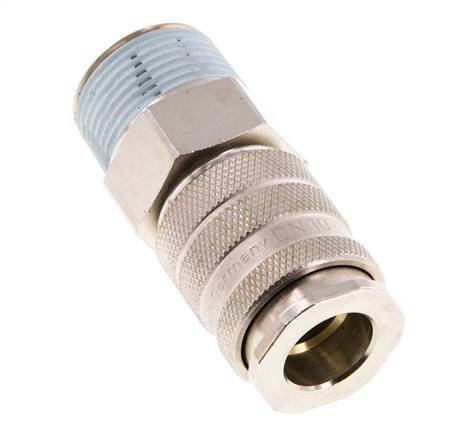 Nickel-plated Brass DN 10 Air Coupling Socket R 3/4 inch Male Double Shut-Off