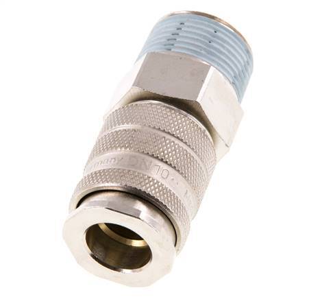 Nickel-plated Brass DN 10 Air Coupling Socket R 3/4 inch Male Double Shut-Off