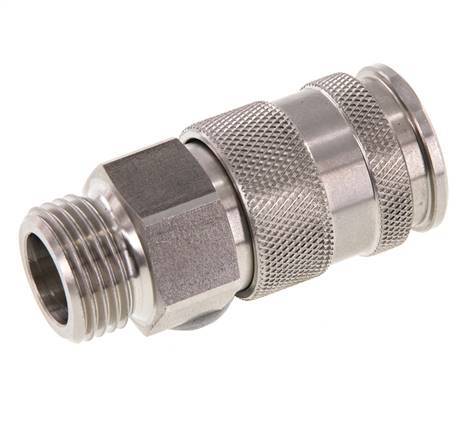 Acoplamiento de aire de acero inoxidable DN 10 Enchufe G de 1/2 pulgada macho de doble cierre