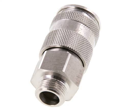 Stainless Steel 316L DN 10 Air Coupling Socket G 3/8 inch Male Double Shut-Off