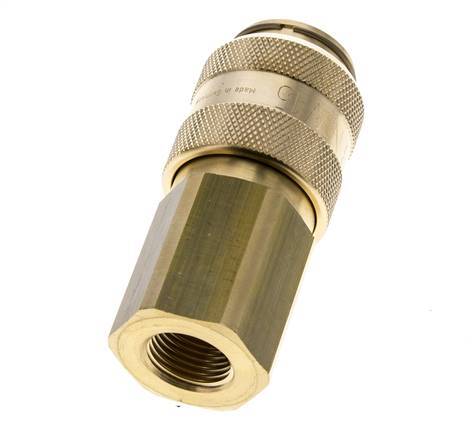 Brass DN 15 Air Coupling Socket G 1/2 inch Female Double Shut-Off