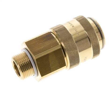 Brass DN 19 Air Coupling Socket G 3/4 inch Male Double Shut-Off