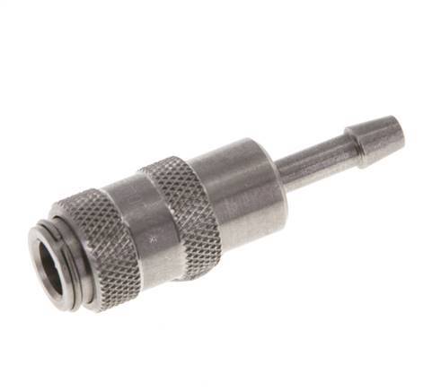 Stainless steel DN 2.7 (Micro) Air Coupling Socket 3 mm Hose Pillar Double Shut-Off