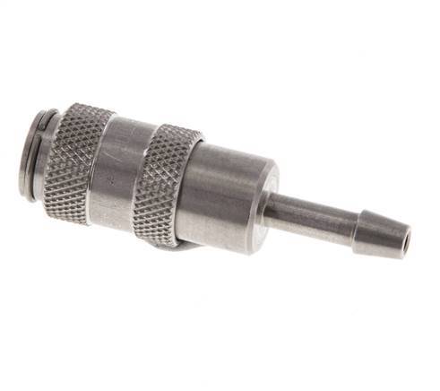 Stainless steel DN 2.7 (Micro) Air Coupling Socket 3 mm Hose Pillar Double Shut-Off