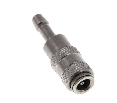 Stainless steel DN 2.7 (Micro) Air Coupling Socket 4 mm Hose Pillar Double Shut-Off