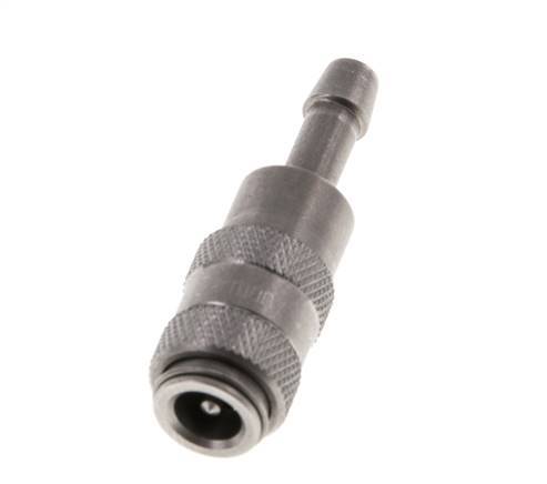 Stainless steel DN 2.7 (Micro) Air Coupling Socket 4 mm Hose Pillar Double Shut-Off