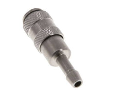 Stainless steel DN 2.7 (Micro) Air Coupling Socket 4 mm Hose Pillar Double Shut-Off