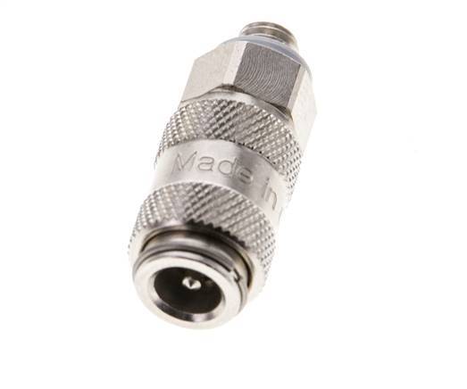 Nickel-plated Brass DN 2.7 (Micro) Air Coupling Socket M5 Male Double Shut-Off