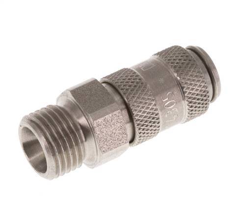 Stainless steel DN 2.7 (Micro) Air Coupling Socket G 1/8 inch Male Double Shut-Off