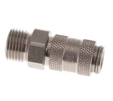 Stainless steel DN 2.7 (Micro) Air Coupling Socket G 1/8 inch Male Double Shut-Off