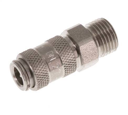 Stainless steel DN 2.7 (Micro) Air Coupling Socket G 1/8 inch Male Double Shut-Off