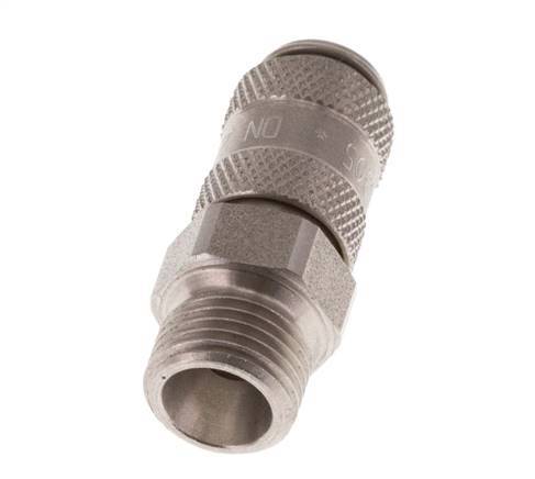 Stainless steel DN 2.7 (Micro) Air Coupling Socket G 1/8 inch Male Double Shut-Off