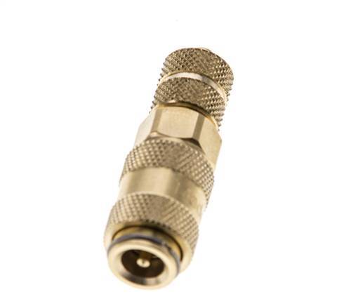 Brass DN 2.7 (Micro) Air Coupling Socket 3x4.3 mm Union Nut Double Shut-Off