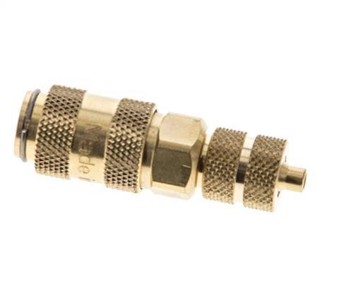 Brass DN 2.7 (Micro) Air Coupling Socket 3x4.3 mm Union Nut Double Shut-Off