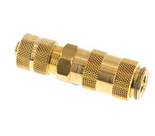 Brass DN 2.7 (Micro) Air Coupling Socket 4x6 mm Union Nut Double Shut-Off