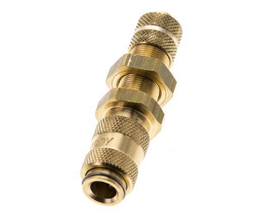 Brass DN 2.7 (Micro) Air Coupling Socket 4x6 mm Union Nut Bulkhead
