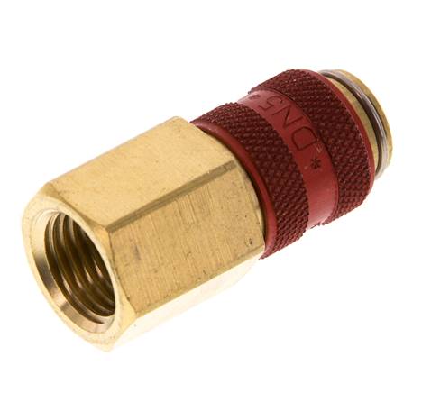 Acoplamiento de aire de latón DN 5 rojo Toma G 1/4 pulgada hembra