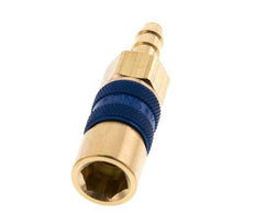 Brass DN 5 Blue-Coded Air Coupling Socket 6 mm Hose Pillar