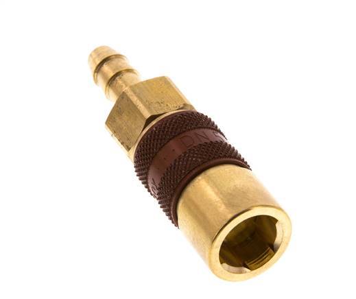 Brass DN 5 Brown-Coded Air Coupling Socket 6 mm Hose Pillar