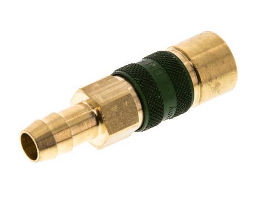 Acoplamiento de aire de latón DN 5 codificado en verde Pilar de manguera de 9 mm