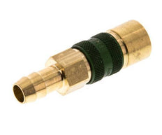 Acoplamiento de aire de latón DN 5 codificado en verde Pilar de manguera de 9 mm