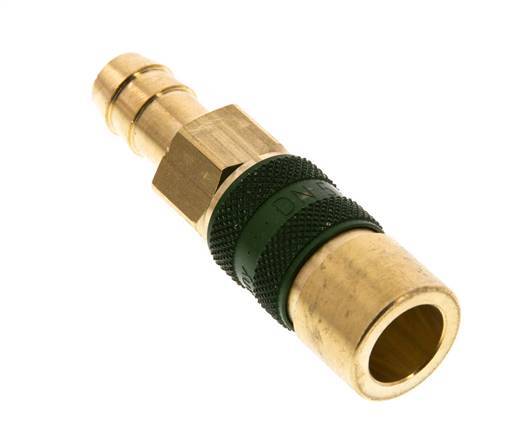 Acoplamiento de aire de latón DN 5 codificado en verde Pilar de manguera de 9 mm