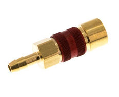 Acoplamiento de aire de latón DN 5 codificado en rojo Pilar de manguera de 6 mm