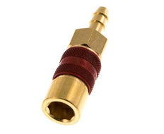 Acoplamiento de aire de latón DN 5 codificado en rojo Pilar de manguera de 6 mm