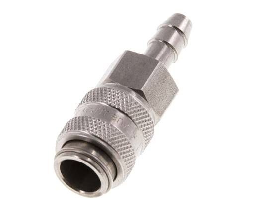 Acoplamiento de aire de acero inoxidable DN 5 Pilar de manguera de 6 mm Cierre doble