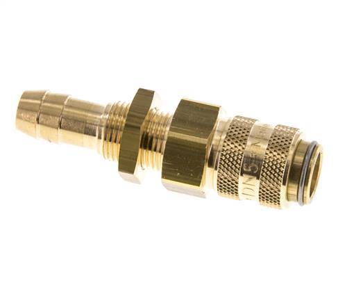 Brass DN 5 Air Coupling Socket 9 mm Hose Pillar Bulkhead