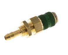 Brass DN 5 Green Air Coupling Socket 6 mm Hose Pillar Bulkhead