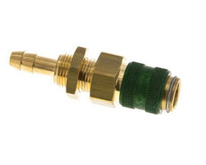 Brass DN 5 Green Air Coupling Socket 6 mm Hose Pillar Bulkhead