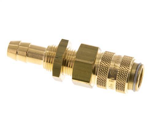 Brass DN 5 Air Coupling Socket 8 mm Hose Pillar Bulkhead Double Shut-Off