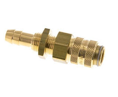 Brass DN 5 Air Coupling Socket 8 mm Hose Pillar Bulkhead Double Shut-Off