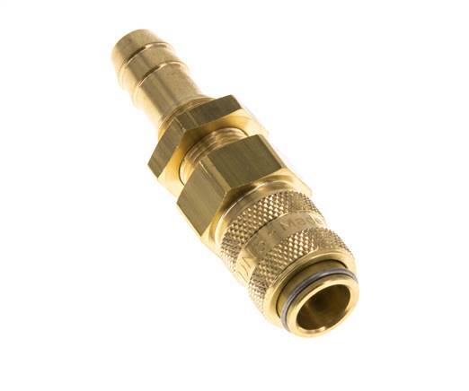 Brass DN 5 Air Coupling Socket 9 mm Hose Pillar Bulkhead Double Shut-Off