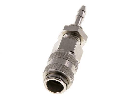 Nickel-plated Brass DN 5 Air Coupling Socket 4 mm Hose Pillar Bulkhead