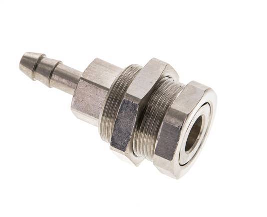 Nickel-plated Brass DN 5 Air Coupling Socket 6 mm Hose Pillar Bulkhead Pull-Off