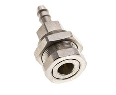 Nickel-plated Brass DN 5 Air Coupling Socket 6 mm Hose Pillar Bulkhead Pull-Off