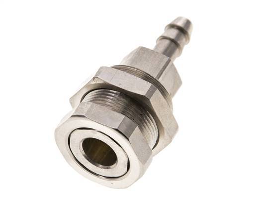 Nickel-plated Brass DN 5 Air Coupling Socket 6 mm Hose Pillar Bulkhead Pull-Off