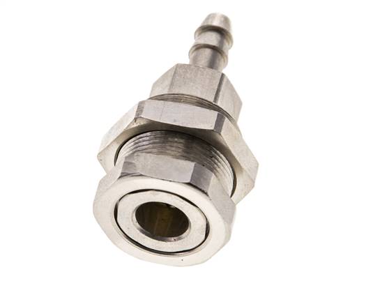 Latón niquelado DN 5 Racor de acoplamiento de aire 6 mm Columna para manguera Pasamuros Extraíble