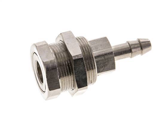Nickel-plated Brass DN 5 Air Coupling Socket 6 mm Hose Pillar Bulkhead Pull-Off