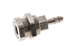 Nickel-plated Brass DN 5 Air Coupling Socket 6 mm Hose Pillar Bulkhead Pull-Off