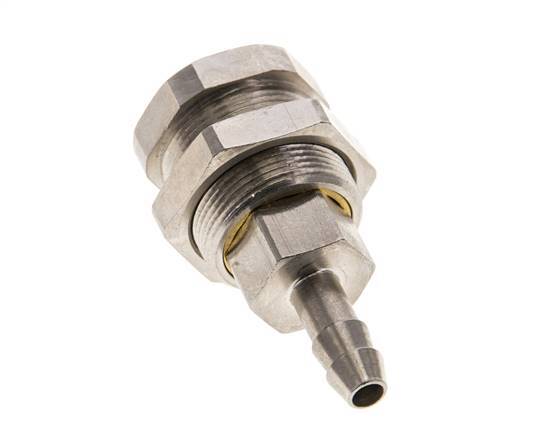Nickel-plated Brass DN 5 Air Coupling Socket 6 mm Hose Pillar Bulkhead Pull-Off