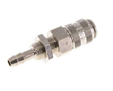 Nickel-plated Brass DN 5 Air Coupling Socket 6 mm Hose Pillar Bulkhead Double Shut-Off
