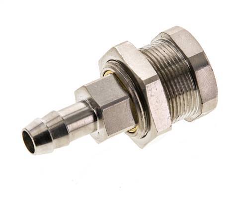 Nickel-plated Brass DN 5 Air Coupling Socket 8 mm Hose Pillar Bulkhead Pull-Off Double Shut-Off