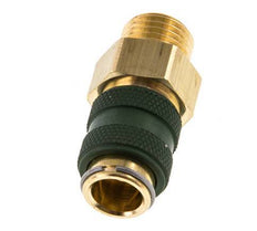 Brass DN 5 Green Air Coupling Socket G 1/4 inch Male Double Shut-Off