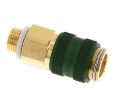 Brass DN 5 Green Air Coupling Socket G 1/8 inch Male Double Shut-Off