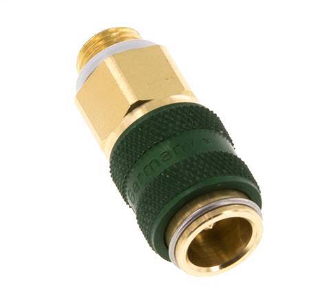 Brass DN 5 Green Air Coupling Socket G 1/8 inch Male Double Shut-Off